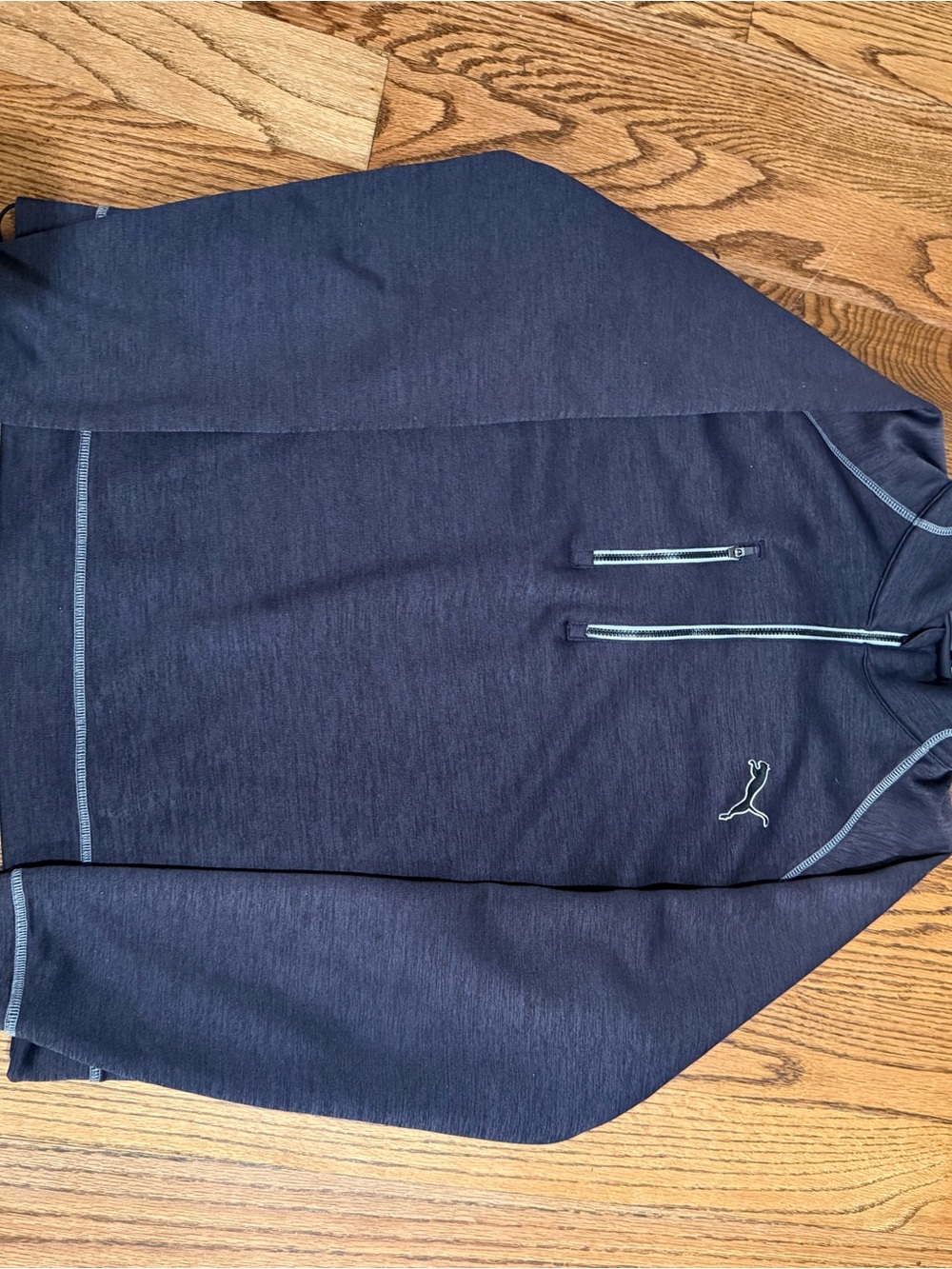 Puma charcoal Pullover with Light Gray Accent Zippers